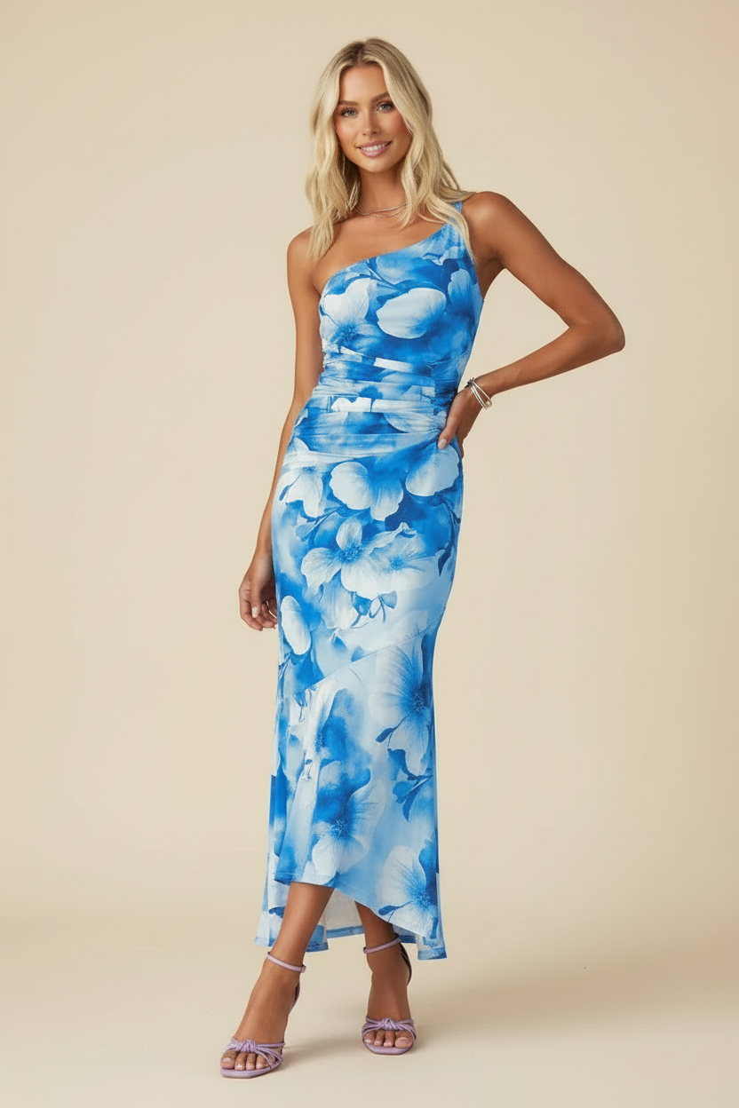 Marissa — One-Shoulder Floral Wedding Guest Maxi