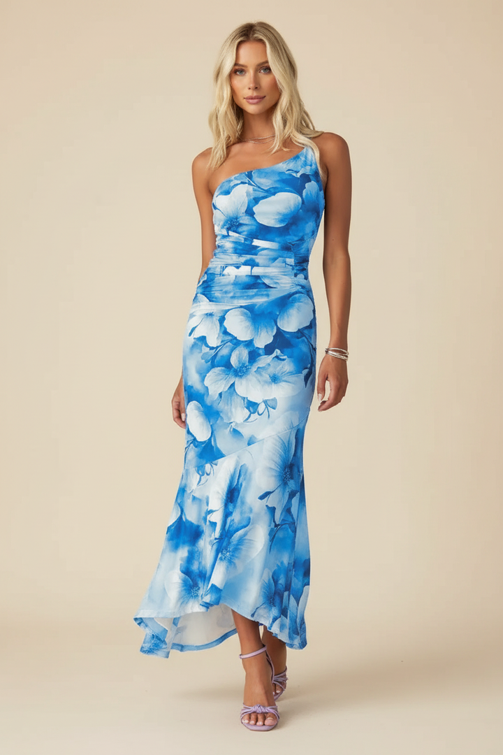Marissa — One-Shoulder Floral Wedding Guest Maxi