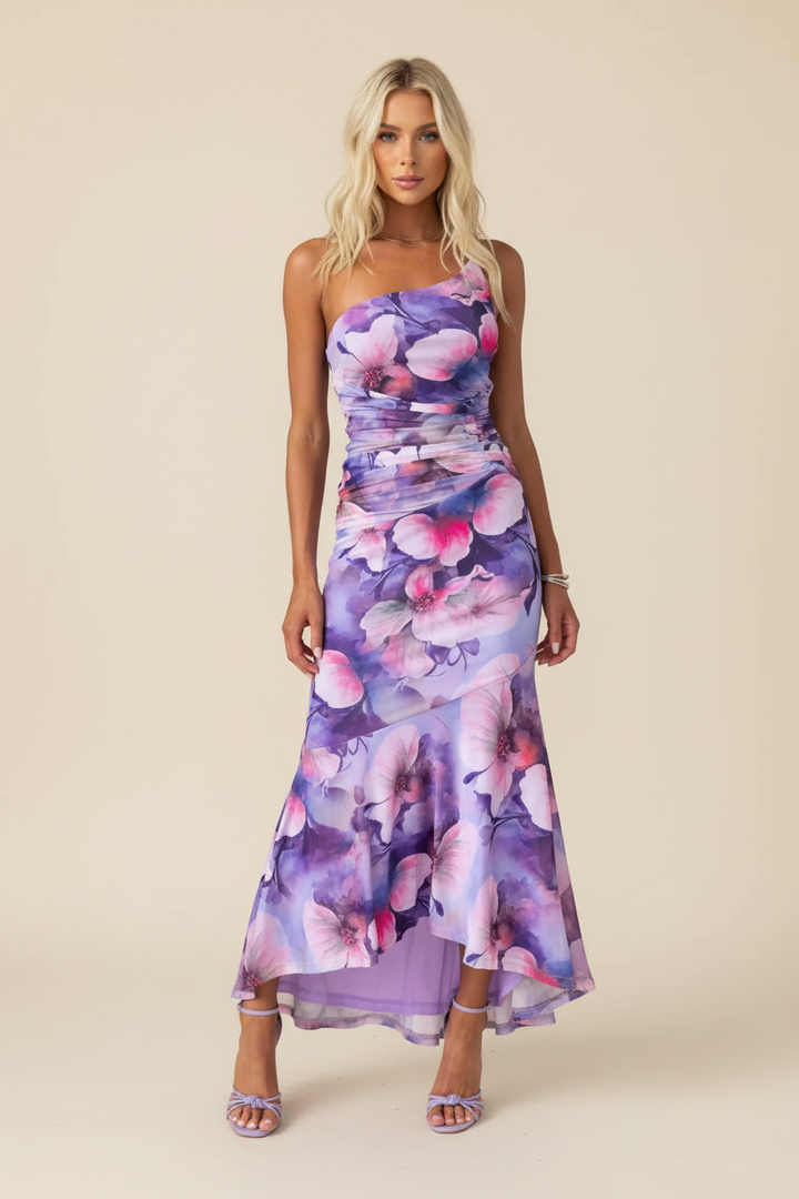 Marissa — One-Shoulder Floral Wedding Guest Maxi