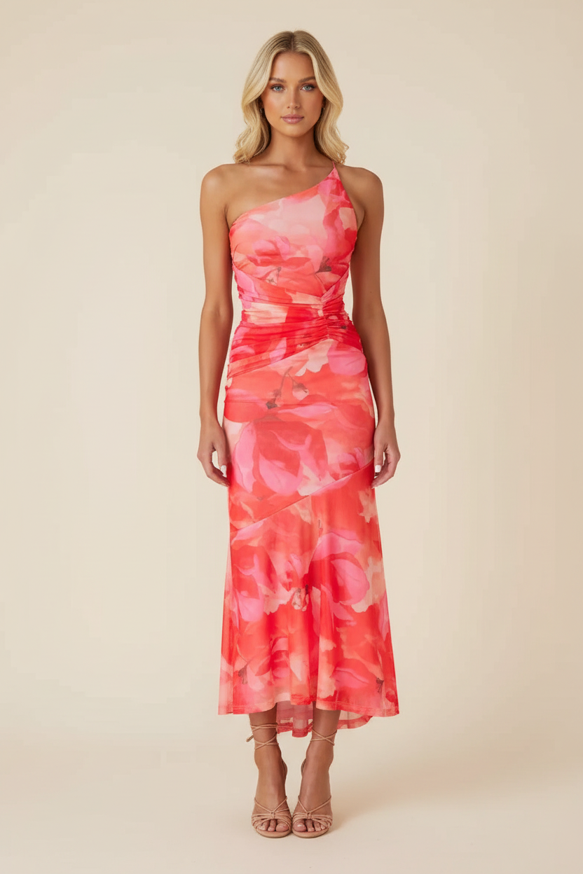 Marissa — One-Shoulder Floral Wedding Guest Maxi