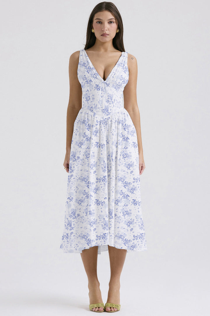 Michelle — Floral Sleeveless Midi Dress