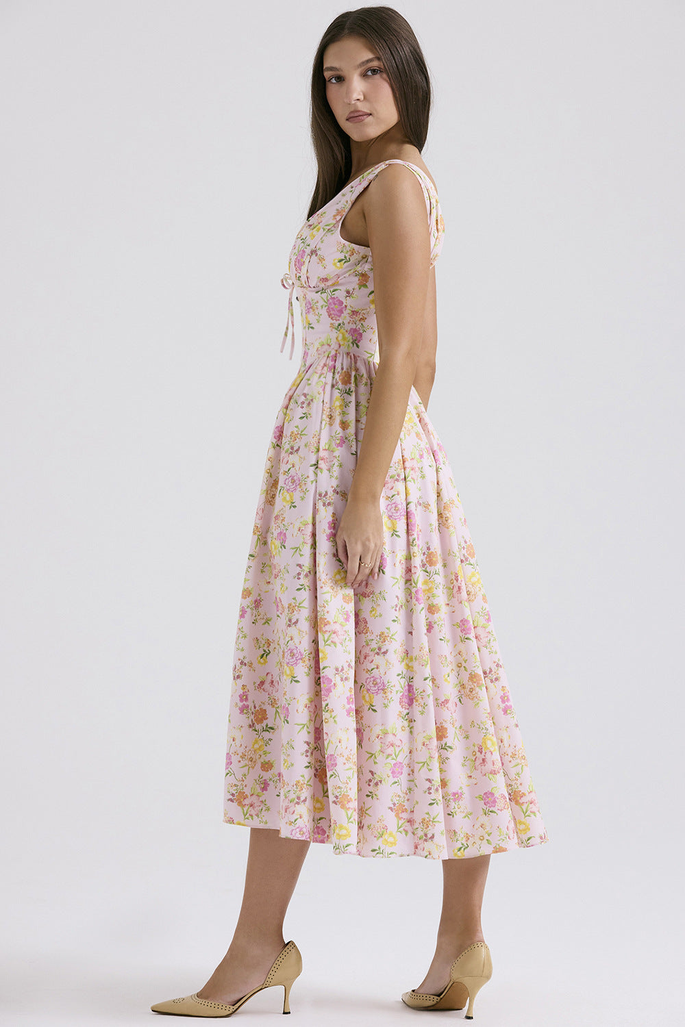 Michelle — Floral Sleeveless Midi Dress