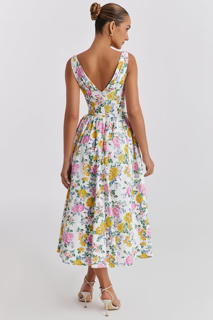 Michelle — Floral Sleeveless Midi Dress
