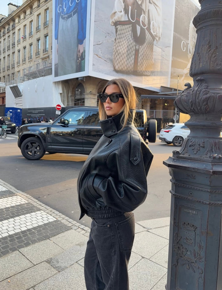 Jutta — Women’s Oversized Faux Leather Biker Jacket