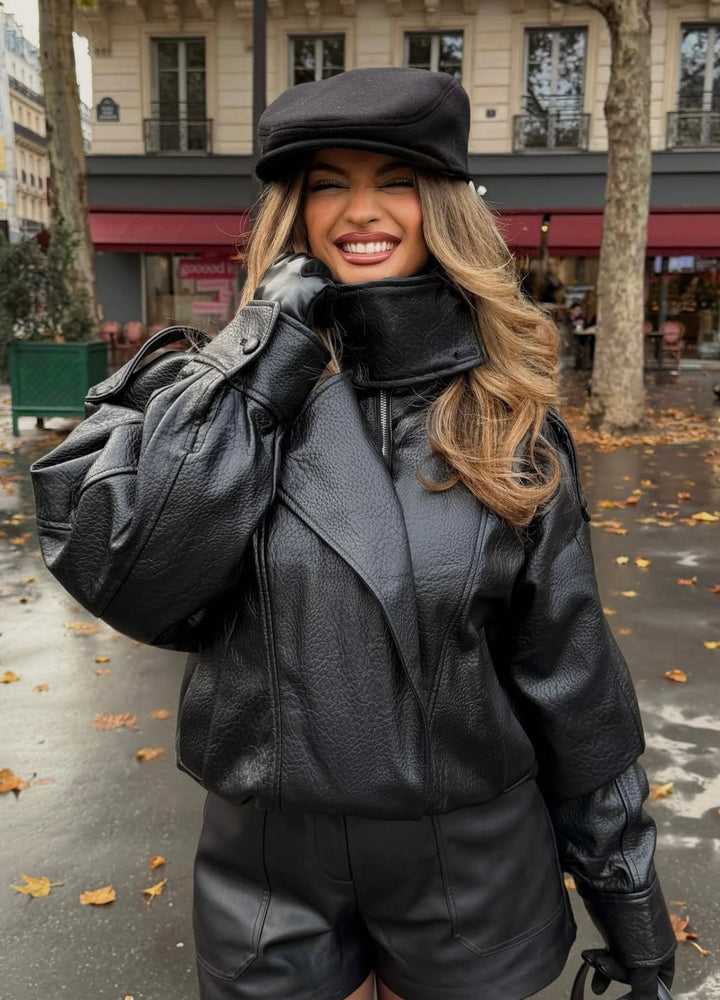 Jutta — Women’s Oversized Faux Leather Biker Jacket