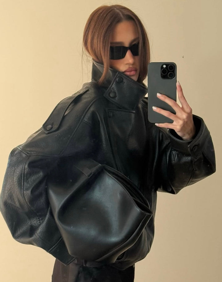 Jutta — Women’s Oversized Faux Leather Biker Jacket
