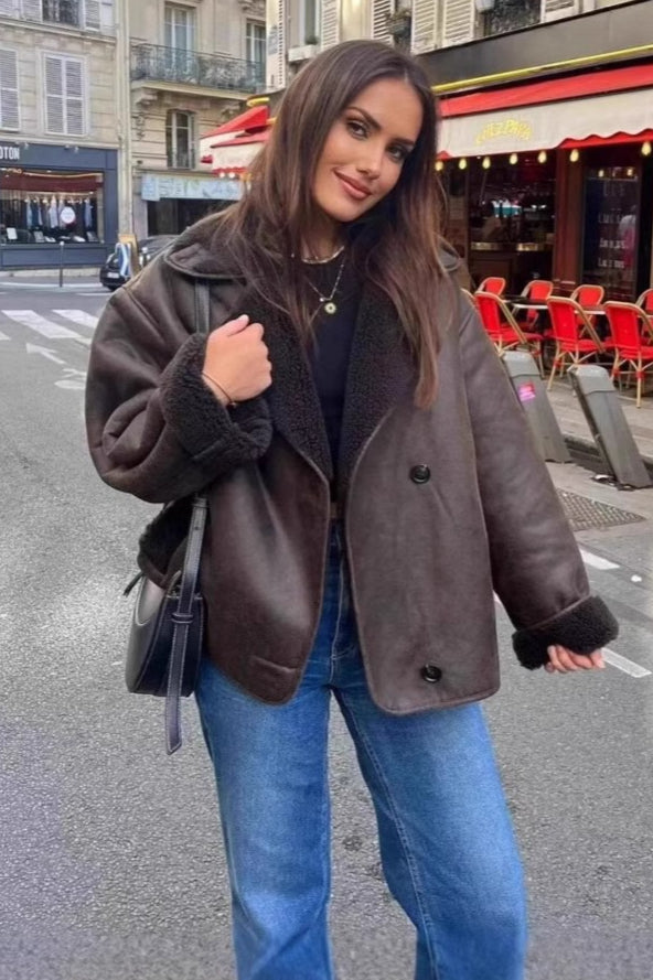Marit — Women’s Faux Shearling Aviator Jacket