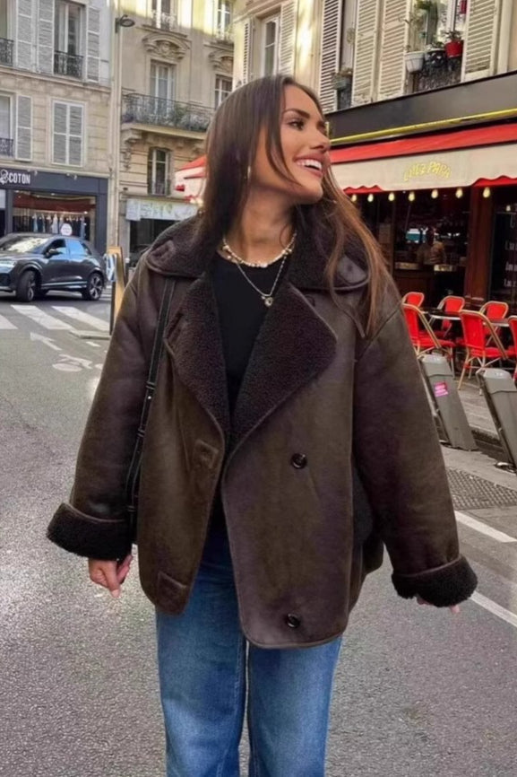 Marit — Women’s Faux Shearling Aviator Jacket