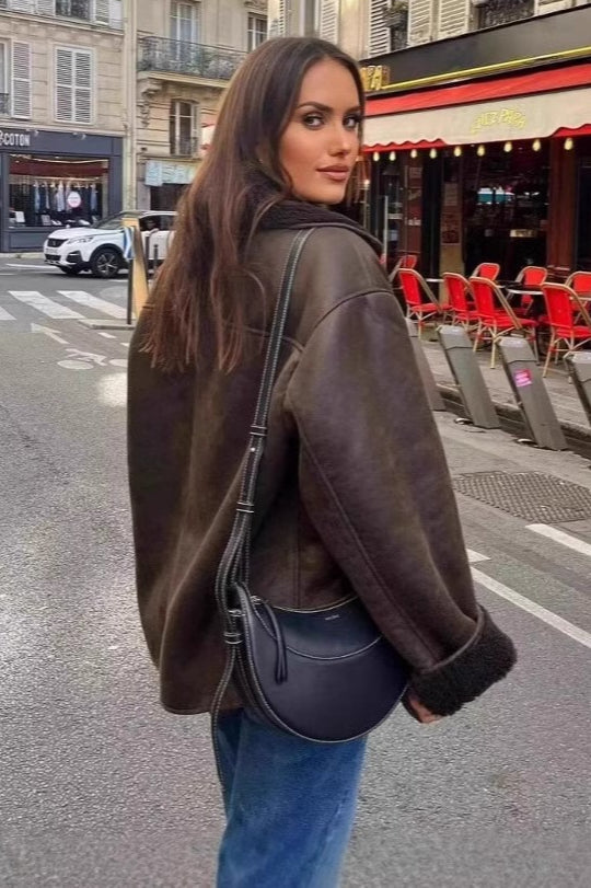 Marit — Women’s Faux Shearling Aviator Jacket