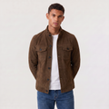 Clement — Men's Suede-Look Button Trucker Jacket