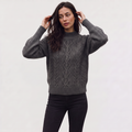 Women's Chunky Cable Knit Mock Neck Sweater — Isobel
