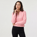 Women's Cable Knit Quarter-Zip Pullover Sweater — Gwen