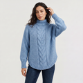 Women's Chunky Cable Knit Turtleneck Sweater — Skye