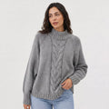 Women's Chunky Cable Knit Turtleneck Sweater — Skye