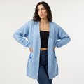 Women's Oversized Cable Knit Open-Front Cardigan — Romane