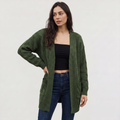 Women's Oversized Cable Knit Open-Front Cardigan — Romane