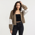 Women's Colorblock Cropped Open-Front Cardigan — Ailsa