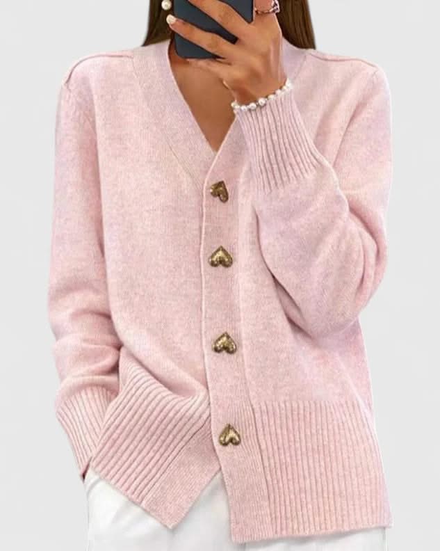 Rosalind — Heart-Button Knit Cardigan