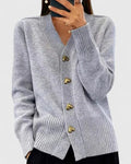 Odile — Women's Shaped-Button Knit Cardigan