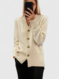 Odile — Women's Shaped-Button Knit Cardigan