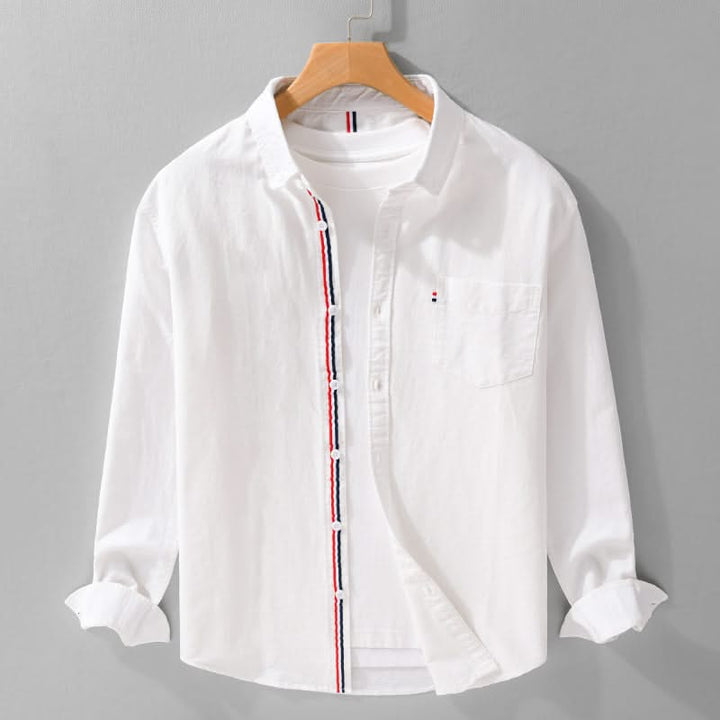 Greg — Stripe-Placket Linen Shirt