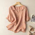 Della Mae — Scalloped Collar Button-Front Blouse