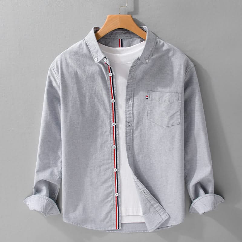 Greg — Stripe-Placket Linen Shirt