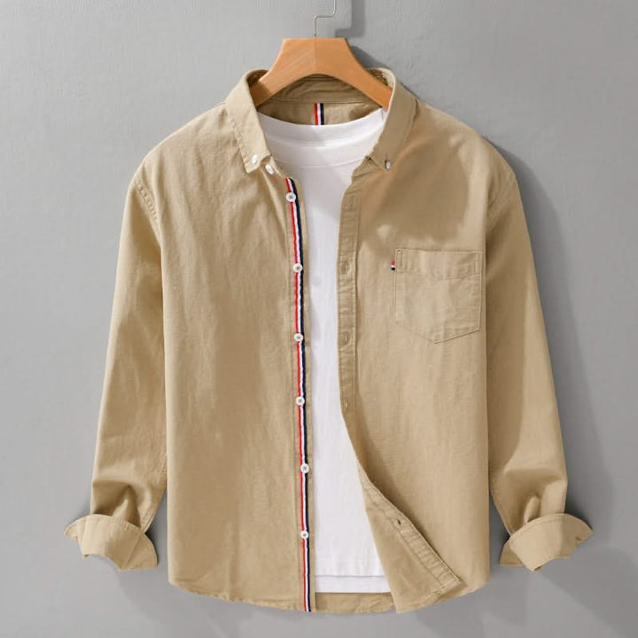 Greg — Stripe-Placket Linen Shirt