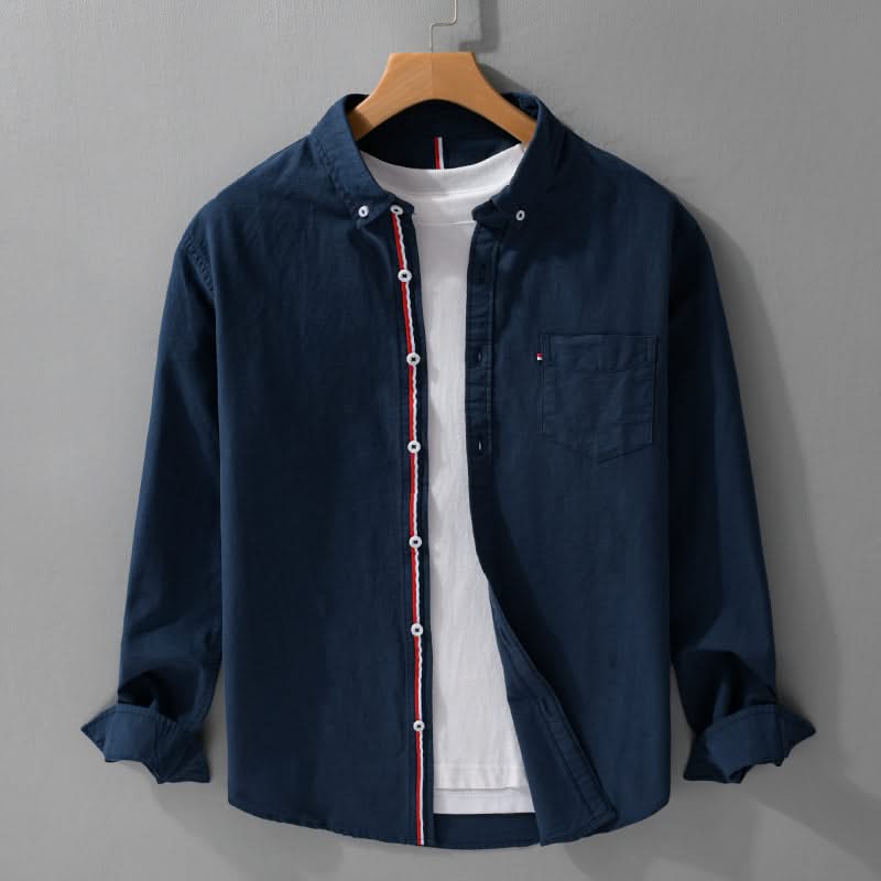 Greg — Stripe-Placket Linen Shirt