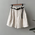 Wren — High-Waisted Pleated Linen Shorts