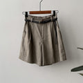 Wren — High-Waisted Pleated Linen Shorts
