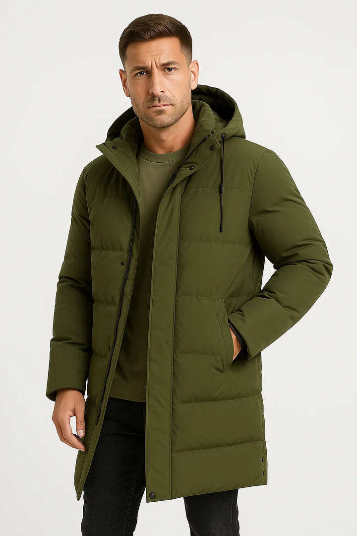 Brooks — Men’s Hooded Insulated Longline Puffer