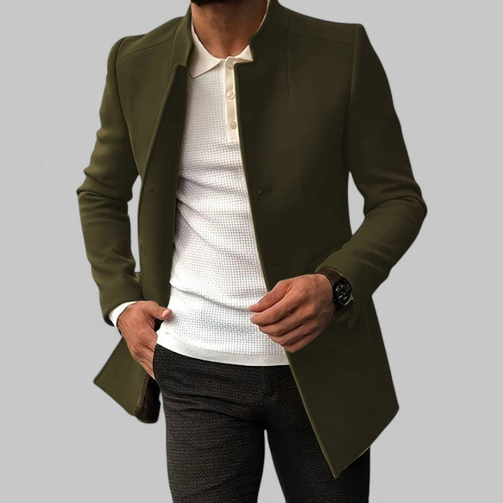 Nolan — Men’s Minimalist Stand-Collar Wool Coat