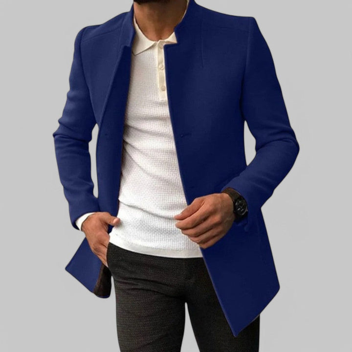 Nolan — Men’s Minimalist Stand-Collar Wool Coat