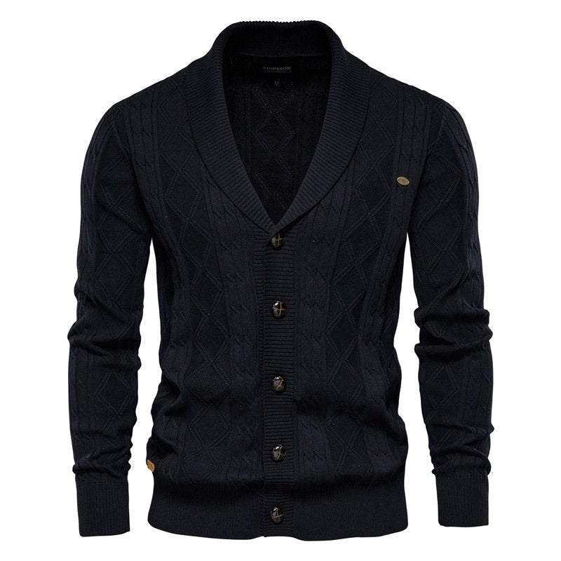 Everett — Shawl-Collar Cable Knit Cardigan