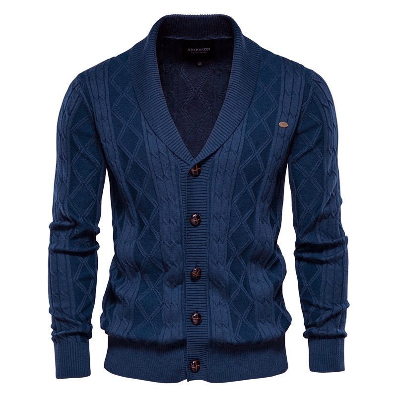 Everett — Shawl-Collar Cable Knit Cardigan