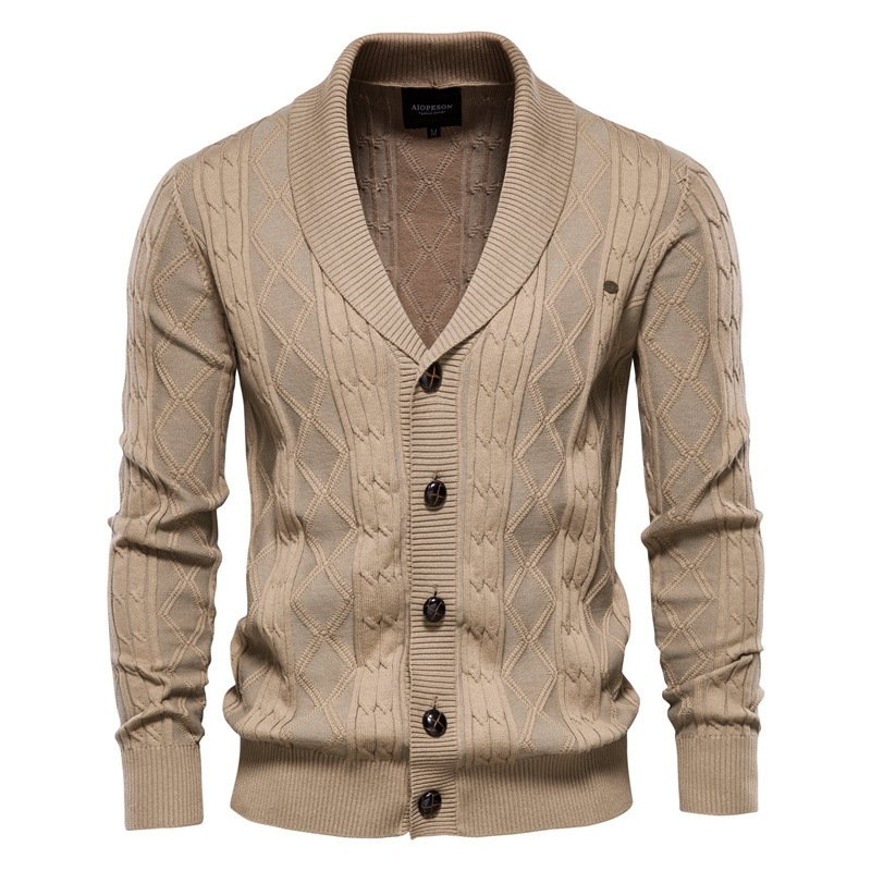 Everett — Shawl-Collar Cable Knit Cardigan