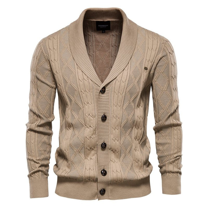 Everett — Shawl-Collar Cable Knit Cardigan