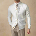 Lachlan — Ribbed V-Neck Button-Up Cardigan