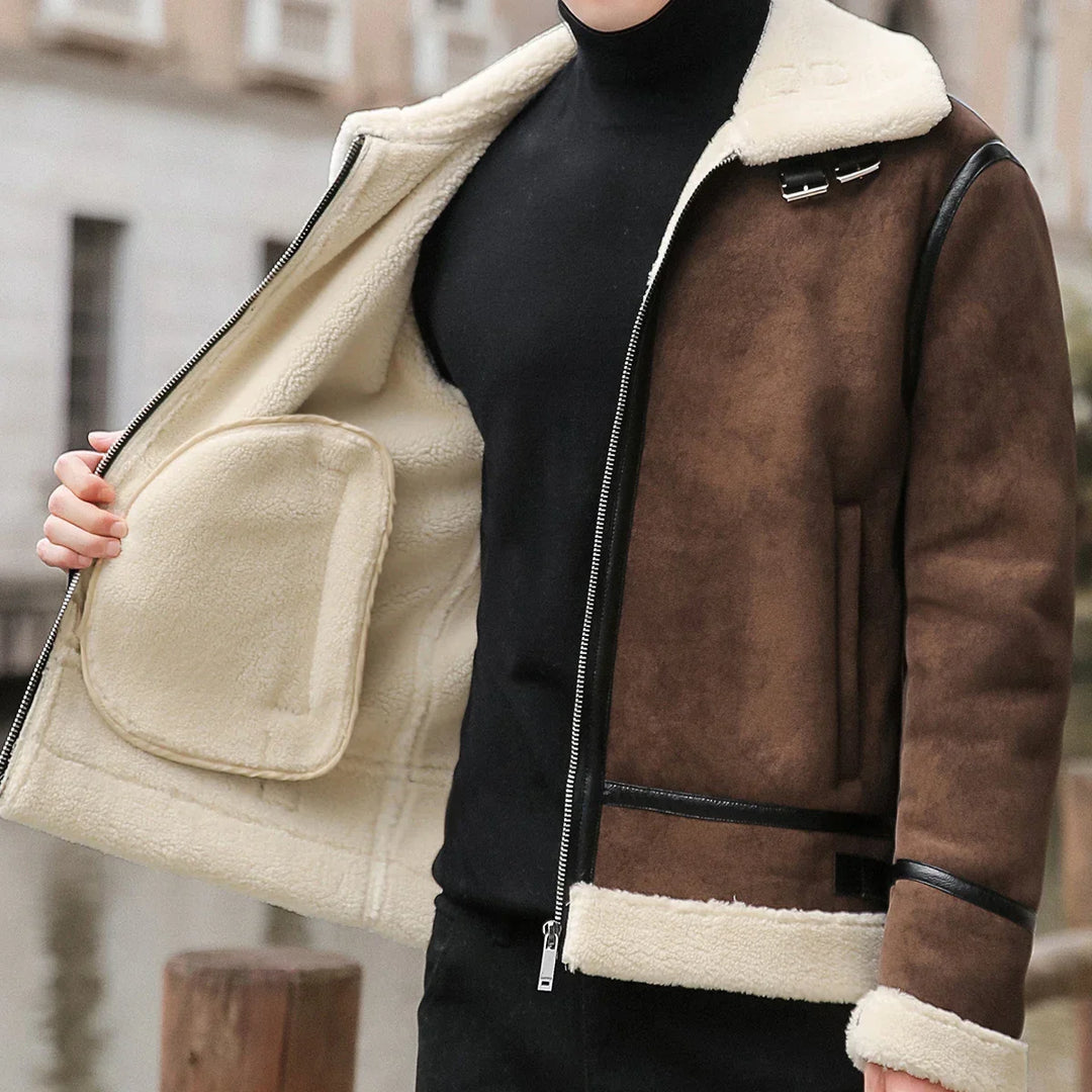 Wilder — Men’s Shearling-Lined Suede Bomber Jacket