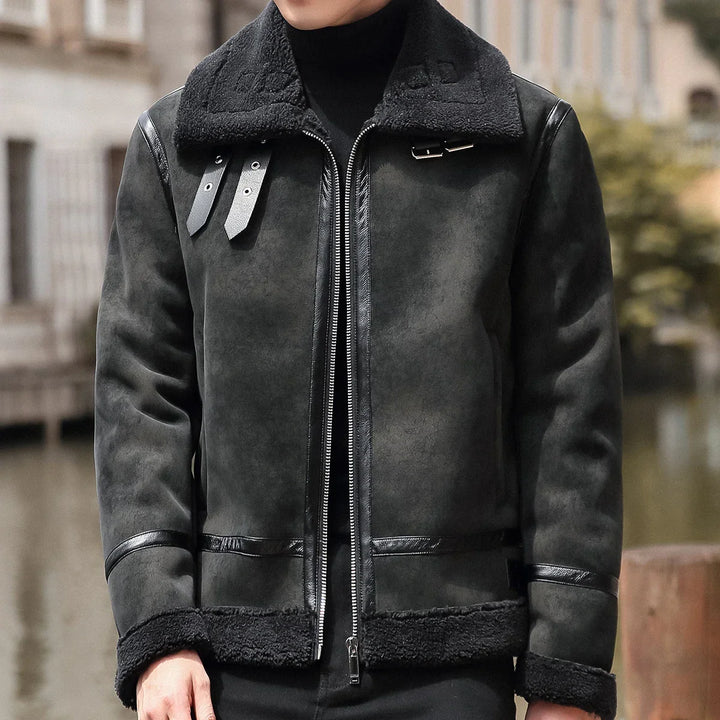 Wilder — Men’s Shearling-Lined Suede Bomber Jacket