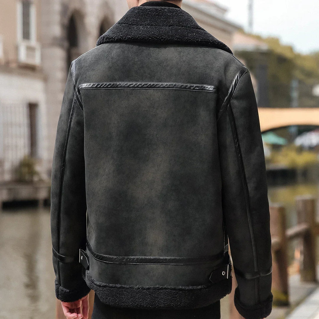 Wilder — Men’s Shearling-Lined Suede Bomber Jacket