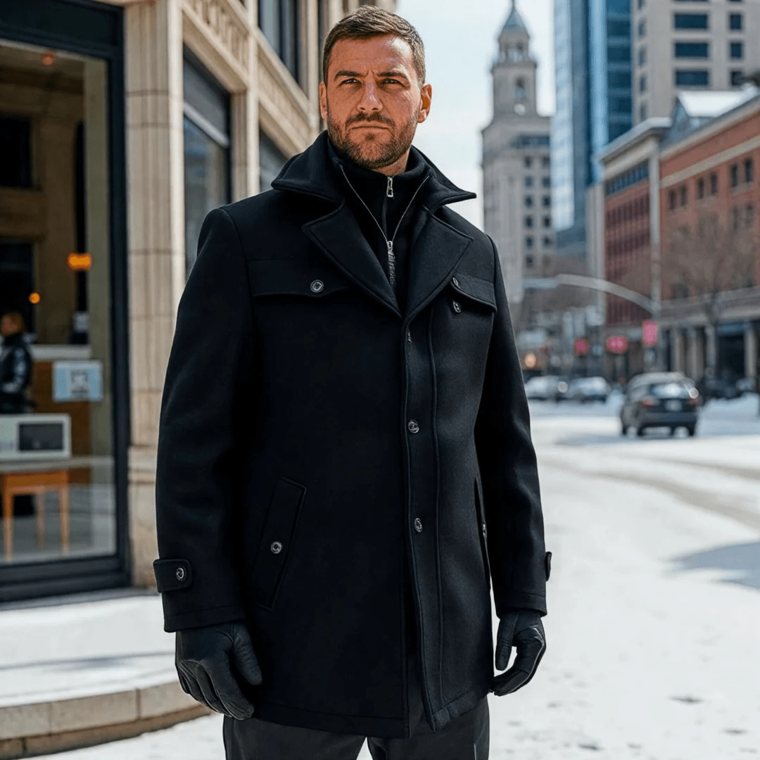 Stanton — Men’s Layered-Collar Slim Trench Coat