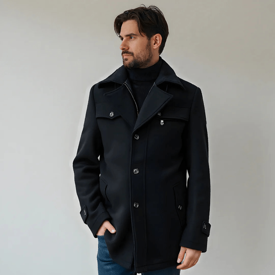 Stanton — Men’s Layered-Collar Slim Trench Coat