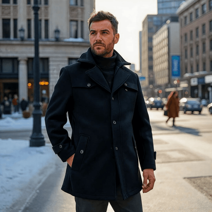 Stanton — Men’s Layered-Collar Slim Trench Coat