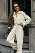 Sandrine — Women's Polo-Collar Knit Two-Piece Set