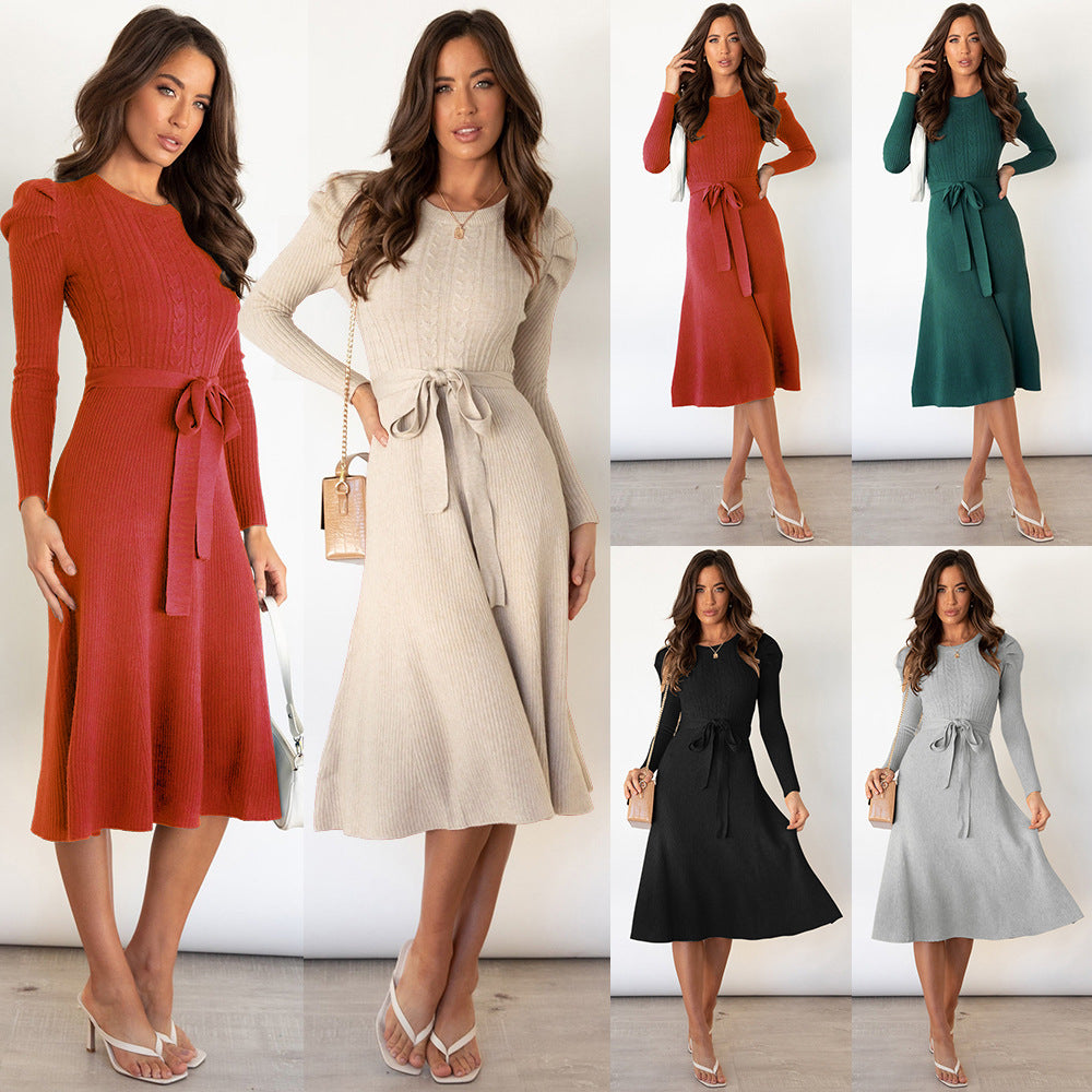 Johanna — Belted Knit Midi Dress