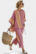 Rhoswen — Lavender Top & Striped Trouser Set
