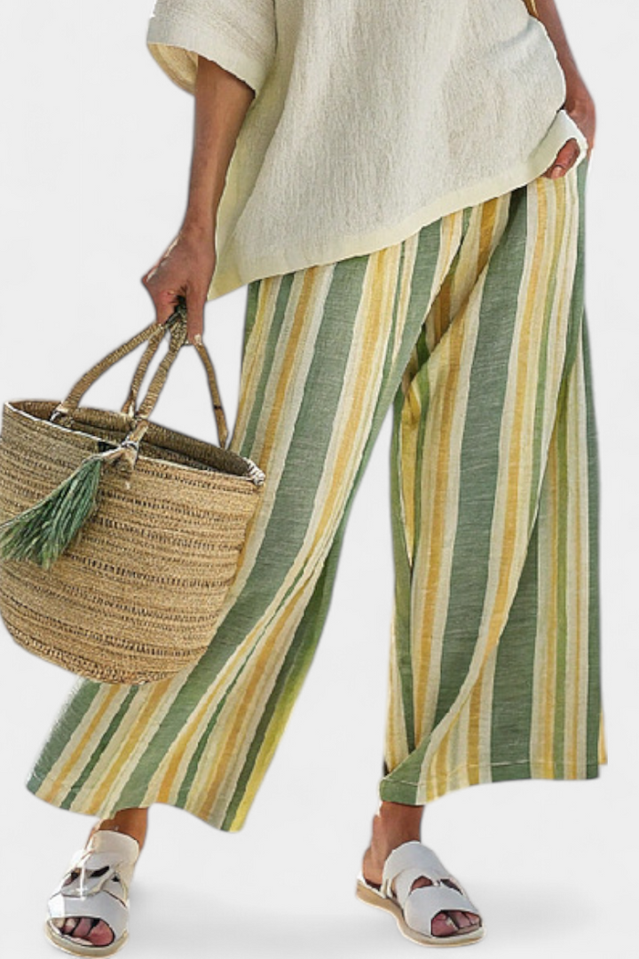 Eloise — Striped Linen Trouser &amp; Top Set
