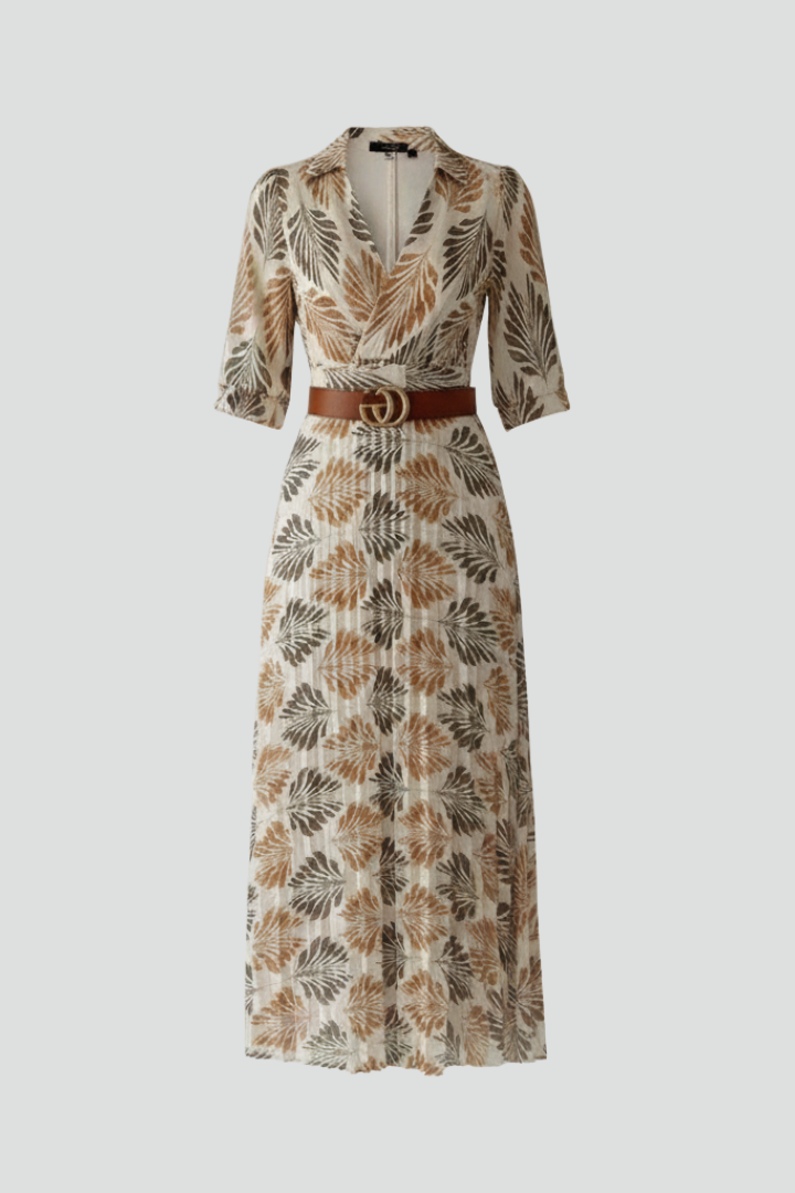 Sabrina — Elbow-Sleeve Patterned Maxi Dress